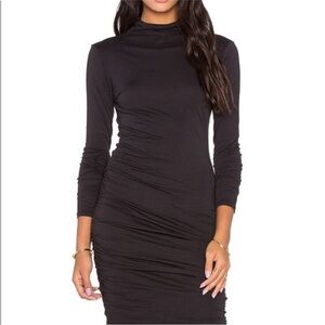Long sleeve body con mock neck dress